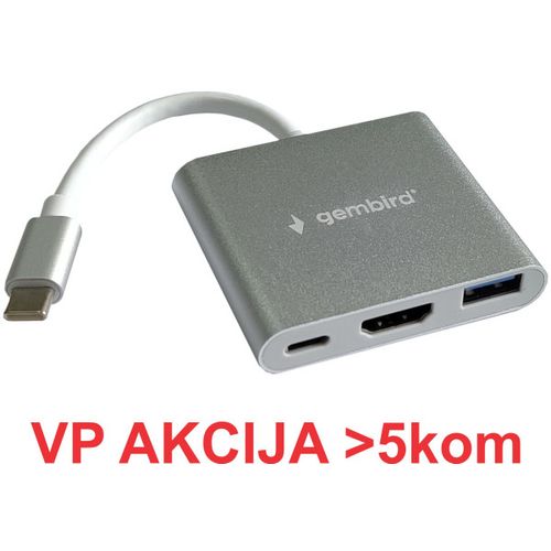 A-CM-HDMIF-05 ** Gembird TYPE-C TO HDMI + USB3.0 + PD ALUMINIUM (alt.A-CM-HDMIF-02-SG 735) slika 4