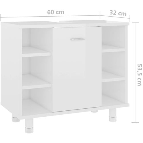 Kupaonski ormarić visoki sjaj bijeli 60 x 32 x 53,5 cm iverica slika 30