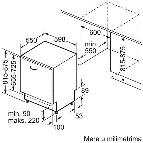 Bosch SMV46KX04E Serija 4 Ugradna mašina za pranje sudova, 13 kompleta, 60cm slika 9