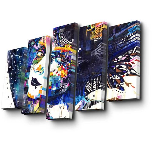 5Pabswc-02 Multicolor Decorative Canvas Painting (5 Pieces) slika 3