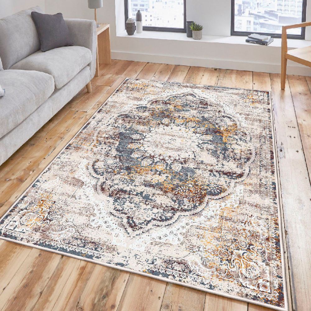 Elegantni Tepih WOOSONIL083 u Krem, Sivoj i Boji Vina (160 x 230 cm) slika 1