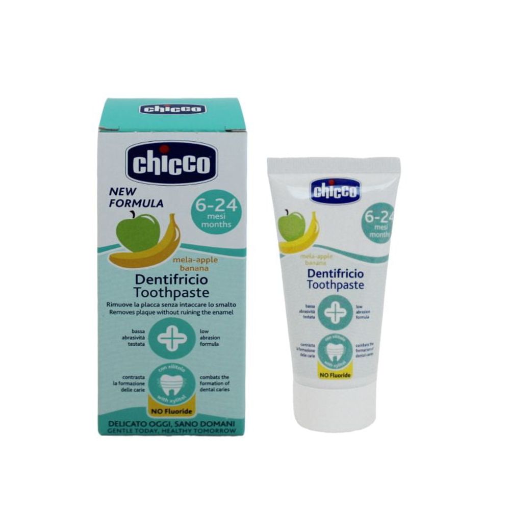 Chicco Dječija pasta za zube sa okusom jabuke i banane 6m+ 50ml slika 1