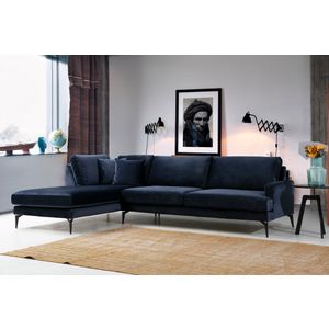 Atelier Del Sofa Kutna garnitura PAPIRA, mornarsko plava, lijevi kut, Papira Corner Left (Chl+3R) - Navy Blue