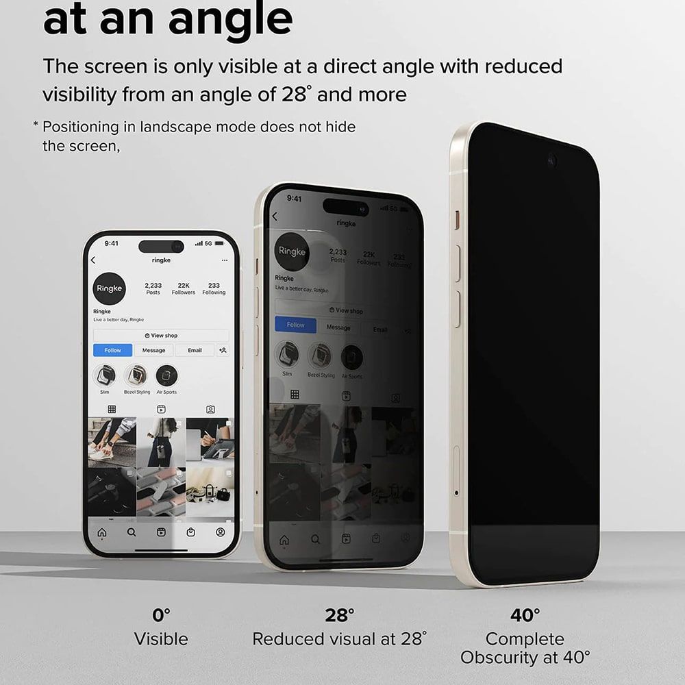 Ringke Cover Display ID Glass kaljeno staklo za iPhone 15 -Privacy slika 7