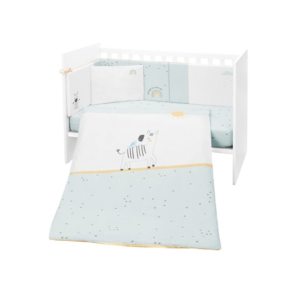 Kikka Boo Set posteljine sa ogradicom Stripy Friends 60x120cm, 6 kom slika 1