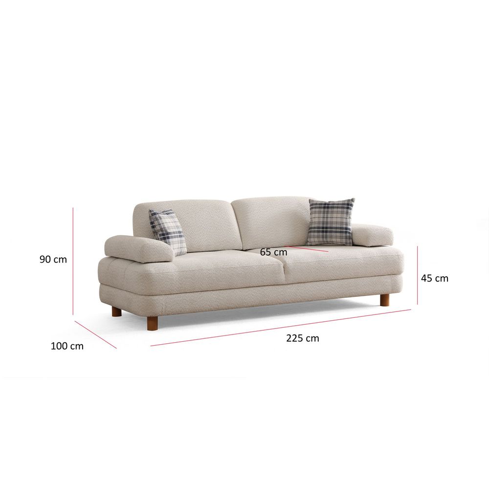 Sofa na razvlačenje za 3 osobe - Krem boja slika 8