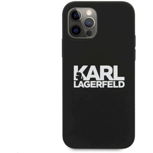 Maska Karl Lagerfeld Hc Silikone Stack Logo za iPhone 12 Pro Max 6.7 crna (KLHCP12LSLKLRBK) slika 1