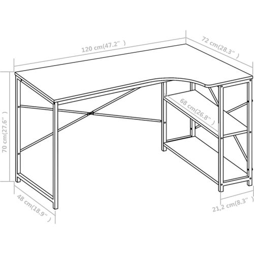 Stol za računalo bijeli 120 x 72 x 70 cm slika 32