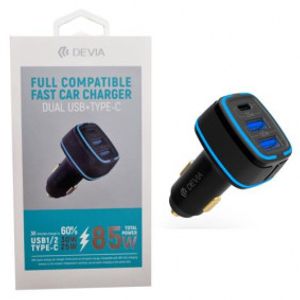 Auto adapter Devia Extreme Speed Dual USB +Type-C Full Compatible Fast Car Charge 85W
