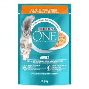 PURINA ONE® ADULT mini fileti u umaku s piletinom i mahunama, 26x85g