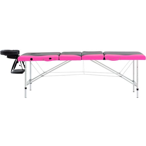 Sklopivi masažni stol s 4 zone aluminijski crno-ružičasti slika 13