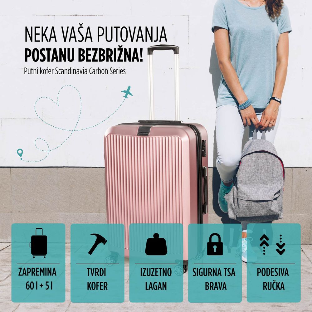 Scandinavia kofer 60 l / 67 cm, Carbon serija, rose gold slika 4