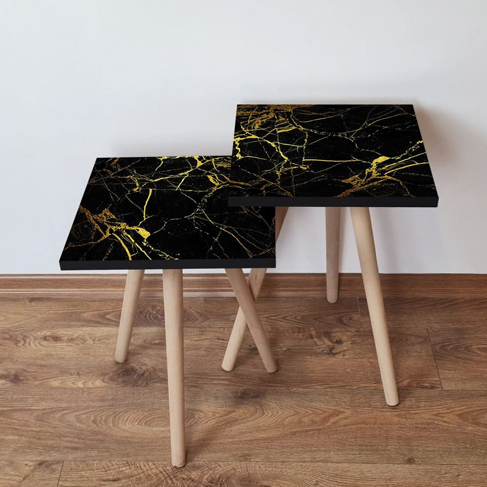 Nesting stolovi 2Shp185 - (2 komada) - boje: crna, zlatna slika 1