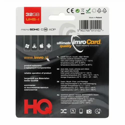 IMRO microSD memorijska kartica 32GB 100MB/s klasa 10 UHS I sa SD adapterom slika 2