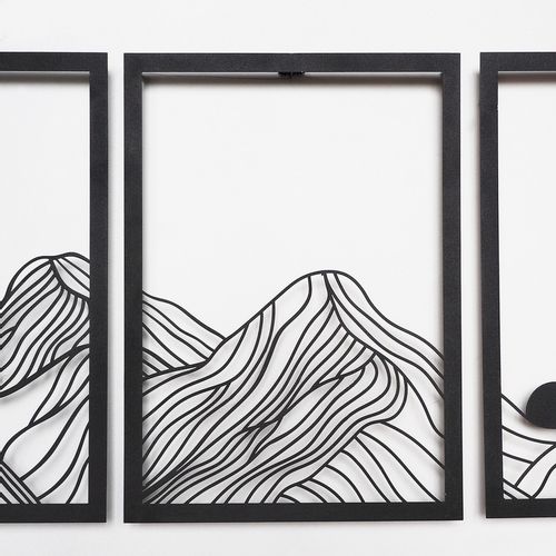 Wallity Metalna zidna dekoracija Mountain Landscape Set of 3- APT742 S slika 3