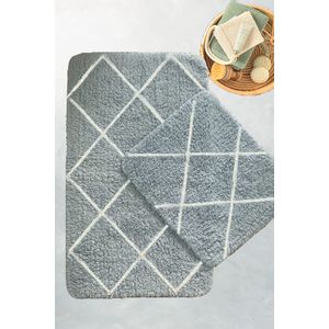 Alinda - Grey Grey Bathmat Set (2 Pieces)