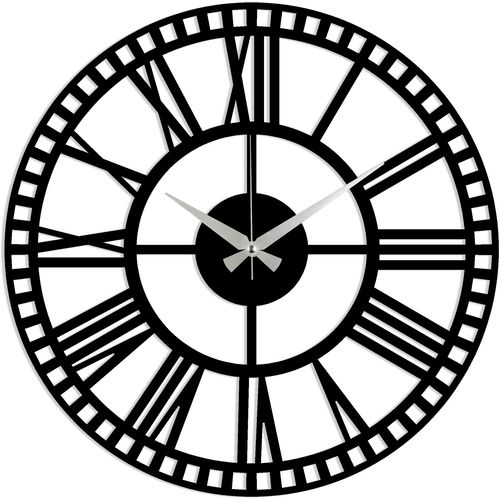 Wallity Ukrasni metalni zidni sat, Metal Wall Clock 10 - Black slika 2