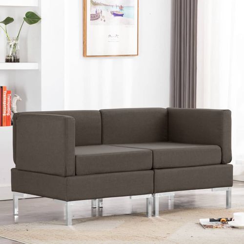 2-dijelni set sofa od tkanine smeđe-sivi slika 31