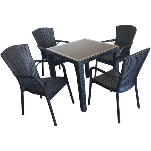 Tilia Baštenski Set Royal, sto i 4 stolice, Crni 80X80 slika 1