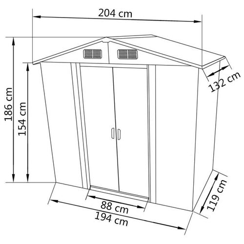 Vrtna kućica za pohranu zelena metalna 204 x 132 x 186 cm slika 1