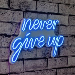 Never Give Up - Blue Blue Decorative Plastic Led Lighting