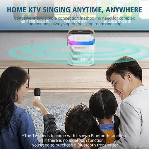 Bluetooth LED bežični karaoke zvučnik s mikrofonom pink slika 3