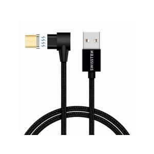 SWISSTEN kabel Arcade USB/microUSB, magnetski, platneni, 1.2m, 3A, crni