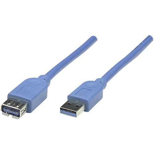 Manhattan USB kabel USB 3.2 gen. 1 (USB 3.0) USB-A utikač, USB-A utičnica 3.00 m plava boja pozlaćeni kontakti, UL certificiran 322447-CG slika 2