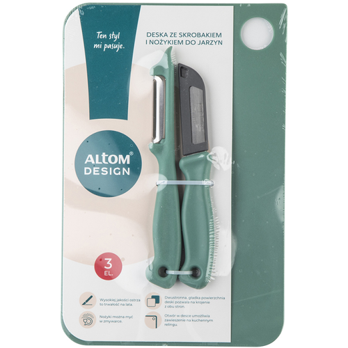 Altom Design set daska za rezanje + nož + strugač, 24 cm, zeleni slika 2