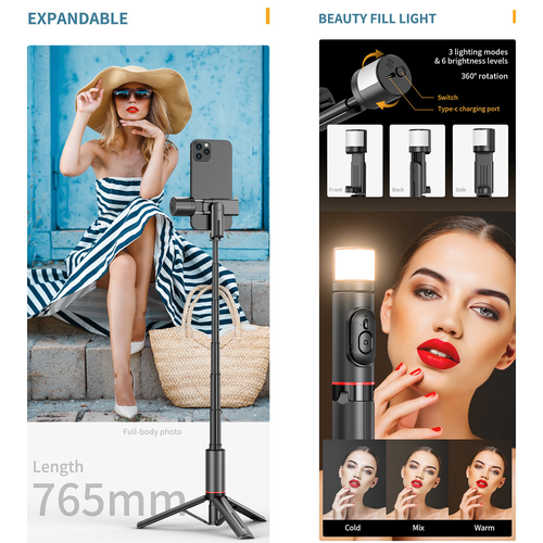 Selfie stick Q12S + tripod crni slika 7