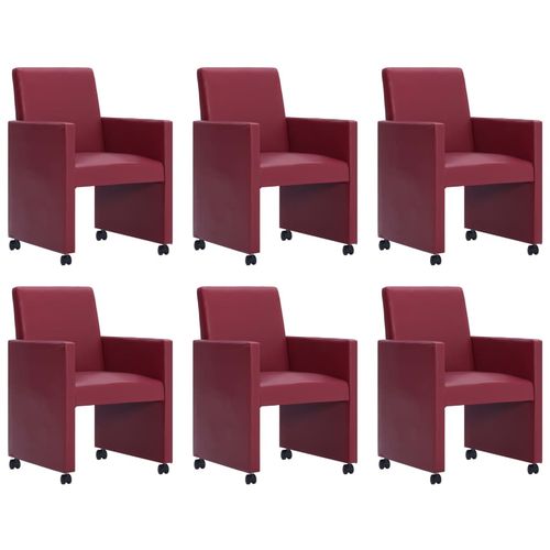 Blagovaonske stolice od umjetne kože 6 kom crvena boja vina slika 1