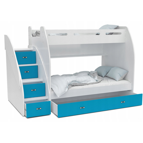 Drveni Dečiji Krevet Na Sprat Zuzia Sa Fiokama 200*120 Cm - Plavi slika 2