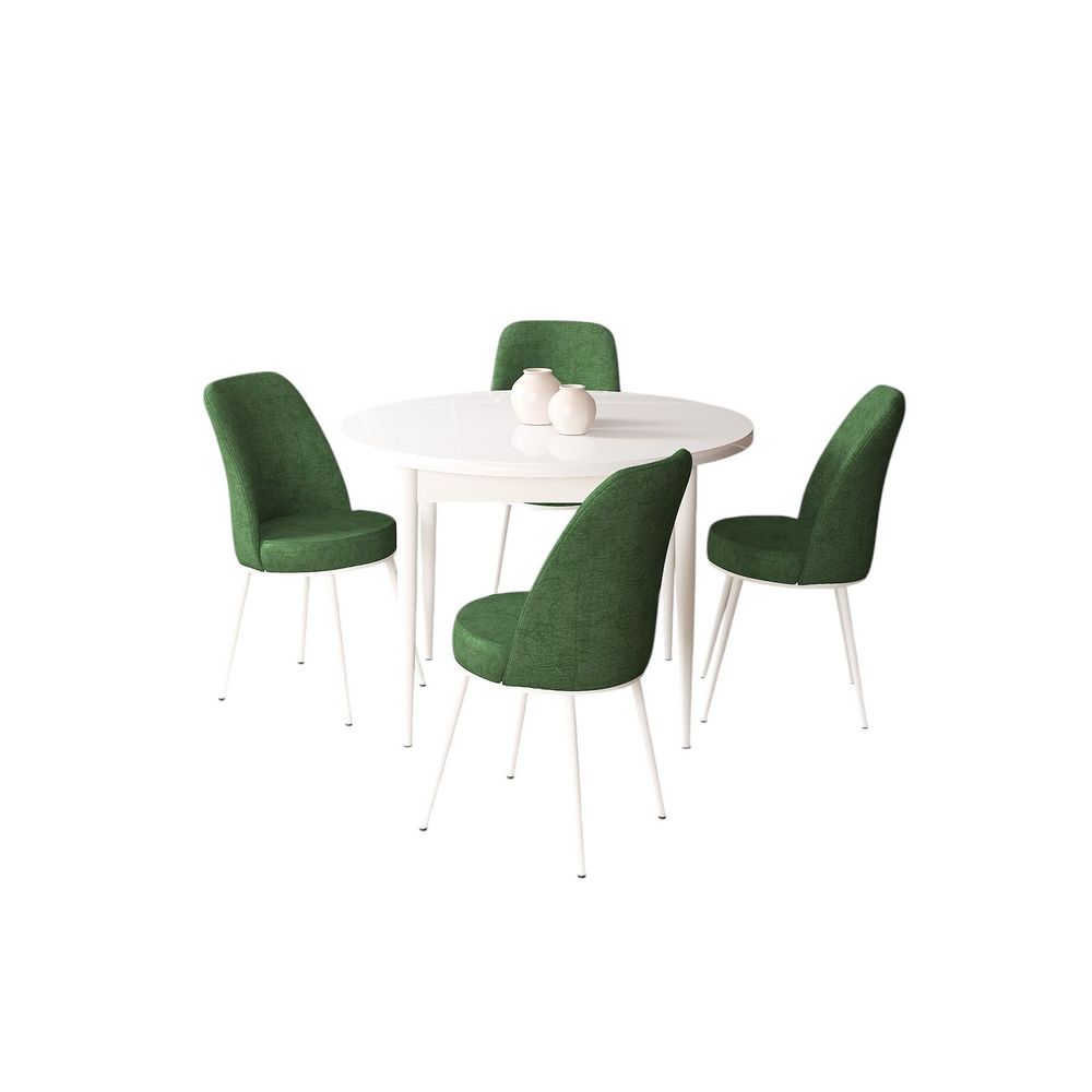 Set Trpezarijskog Stola i Stolica - Bijela i Khaki (5 Komada) slika 2