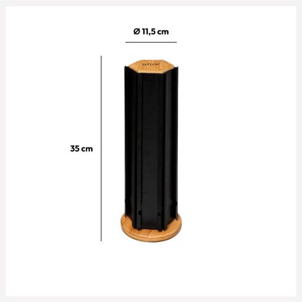 Five rotirajućI držač espresso kapsula Nera 60/1, 11.5 x 35 cm, bambus/metal crni slika 3
