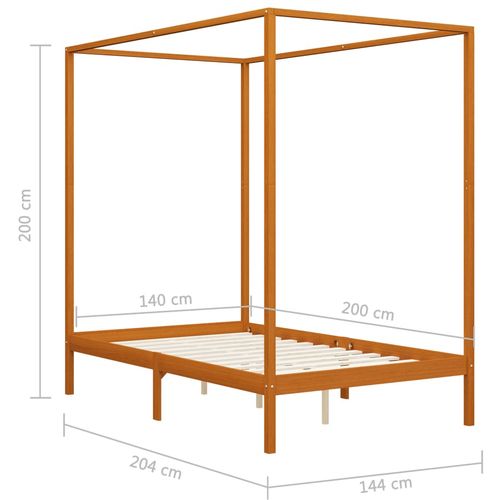 Okvir za krevet s baldahinom od borovine boja meda 140 x 200 cm slika 10