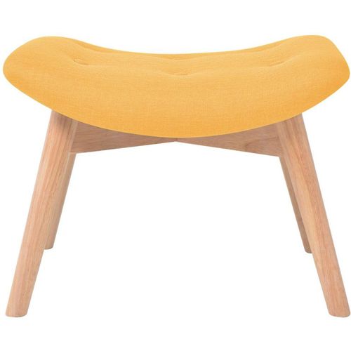 Fotelja s osloncem za noge od tkanine žuta slika 4