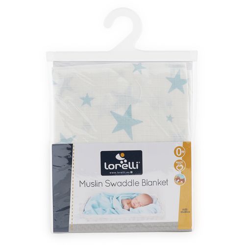 LORELLI SWADDLE BLANKET Dekica od Muslina 80 x 80 Cm Blue Stars slika 3