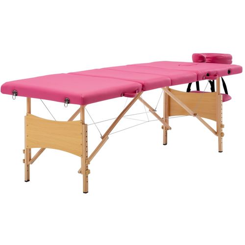 Sklopivi masažni stol s 4 zone drveni ružičasti slika 10