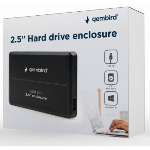 EE2-U3S-2 Gembird USB 3.0 Externo kuciste za 2.5 SATA hard diskove, aluminium, crni A slika 4