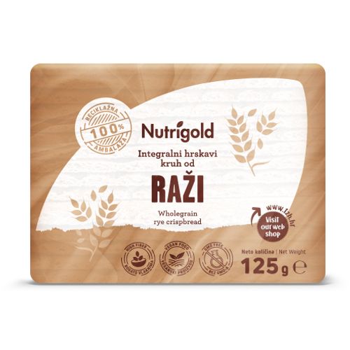 Nutrigold Integralni hrskavi kruh od raži - Bez šećera 125g  slika 1