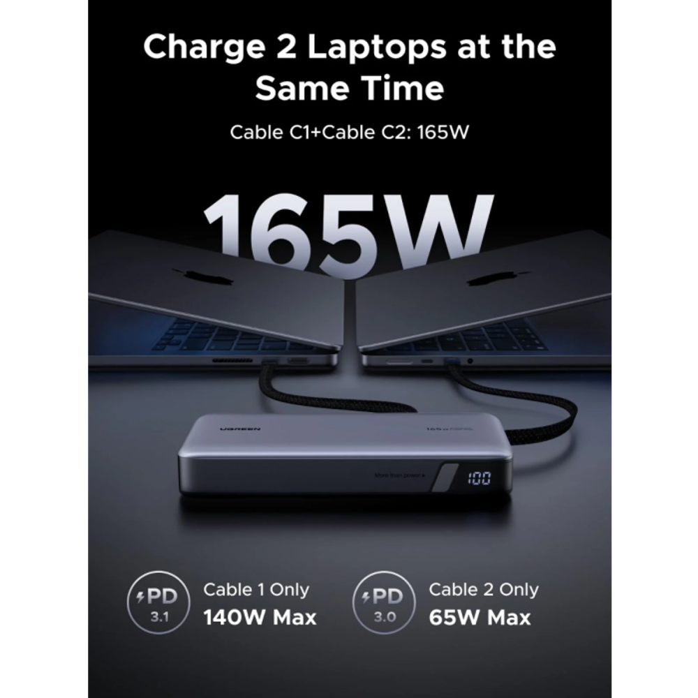 Ugreen Nexode 165W 25000mAh prijenosna baterija s ugrađenim kabelom slika 5