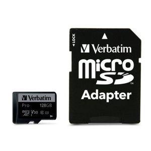 Verbatim MICRO SDXC CARD PRO UHS-3 128GB CLASS 10 INCL ADAPTOR microSDXC card 128 GB UHS-Class 3 shockproof, Waterproof