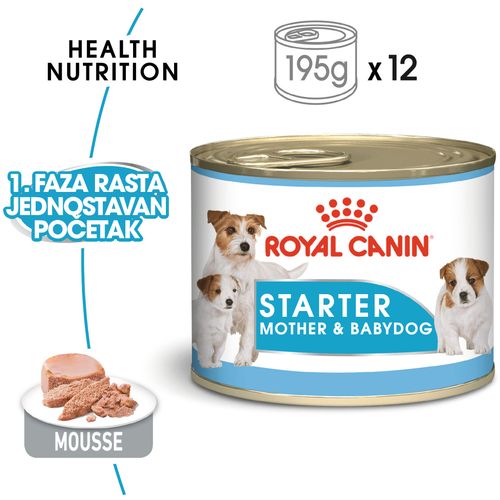 ROYAL CANIN SHN Starter Mousse, potpuna hrana za pse, namijenjena je štencima za odvikavanje od sisanja sve do kraja 2. mjeseca života te kujama tijekom zadnje trećine graviditeta i tijekom laktacije, 12x195 g slika 5