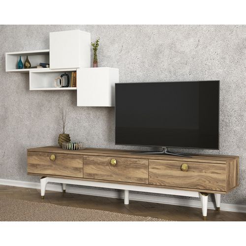 Woody Fashion TV jedinica, Orah Bijela boja, Buse - Walnut slika 2