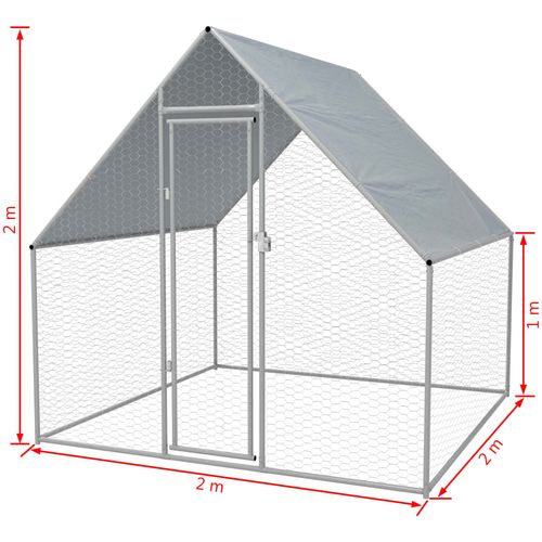 Vanjski kokošinjac od pocinčanog čelika 2x2x1,92 m slika 10