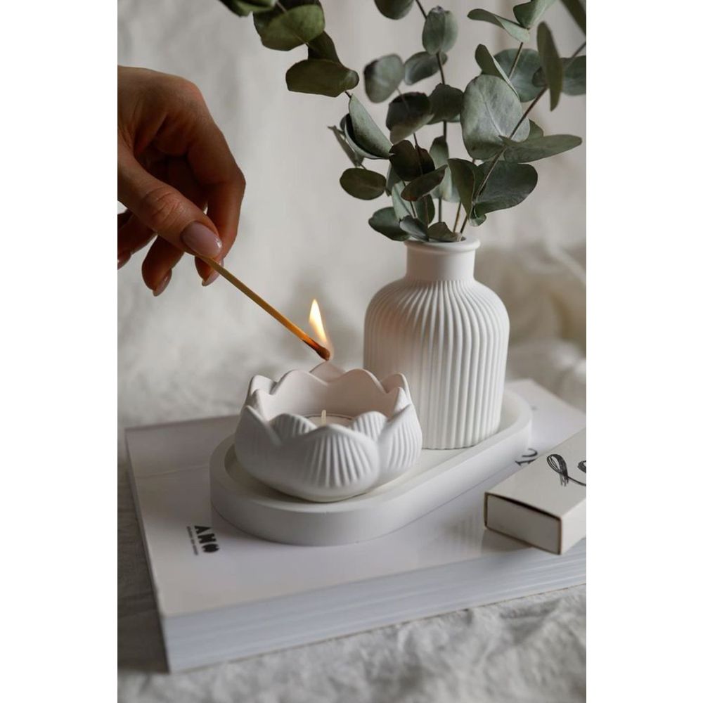 Candle set Gold Paint Tealight White (3 pieces) slika 1