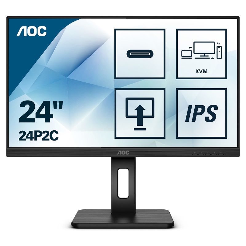 AOC Monitor AOC 23.8″ 24P2C, IPS, FHD, 4ms, 75Hz, HDMI, DVI, DP, USB3-C, pivot image