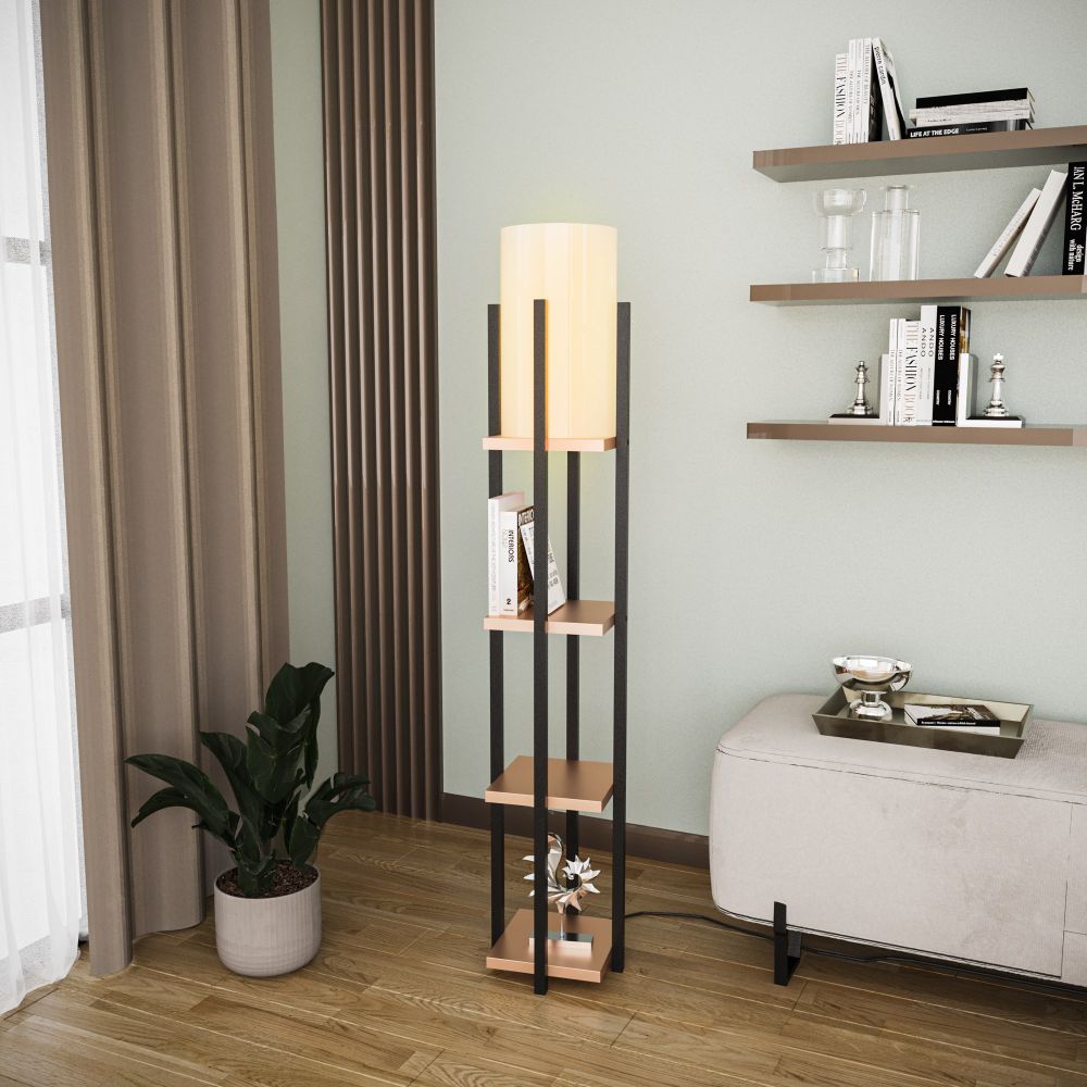 Stojeća Lampa sa Policama - 8113 Crno-Bakarna slika 3