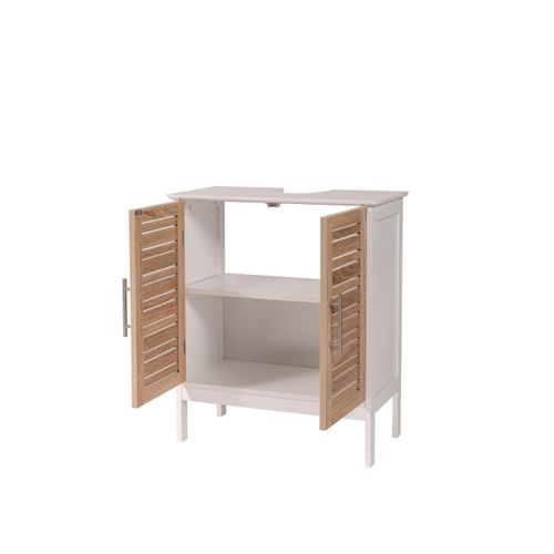 TENDANCE KUPATILSKI ORMARIĆ SA 2 VRATA I POLICOM STOCKHLOM 60X30X70CM MDF BAMBUS BELA  9900306 slika 4