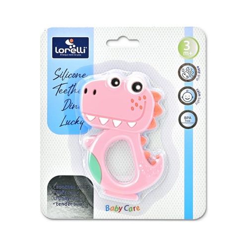 Lorelli Silikonska Glodalica Za Bebe Dino - Lucky Pink slika 2